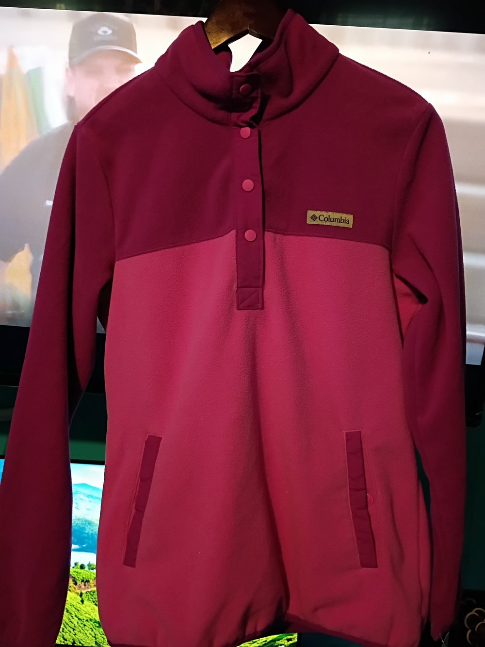 Columbia Two-Tone Pink Snap Pullover Fleece